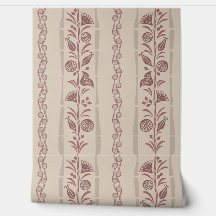 Regency Floral Sofistikerade Ränder Mute Burgunder