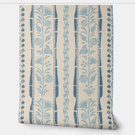 Regency Floral Stripes - Dusty Blue - cream 