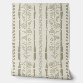Regency Floral Stripes - Khaki - Cream