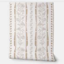 Regency Floral Stripes - Sand Beige - Crème 