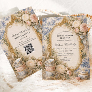 Regency Floral Tea Party Bröllopsdusch Inbjudningar