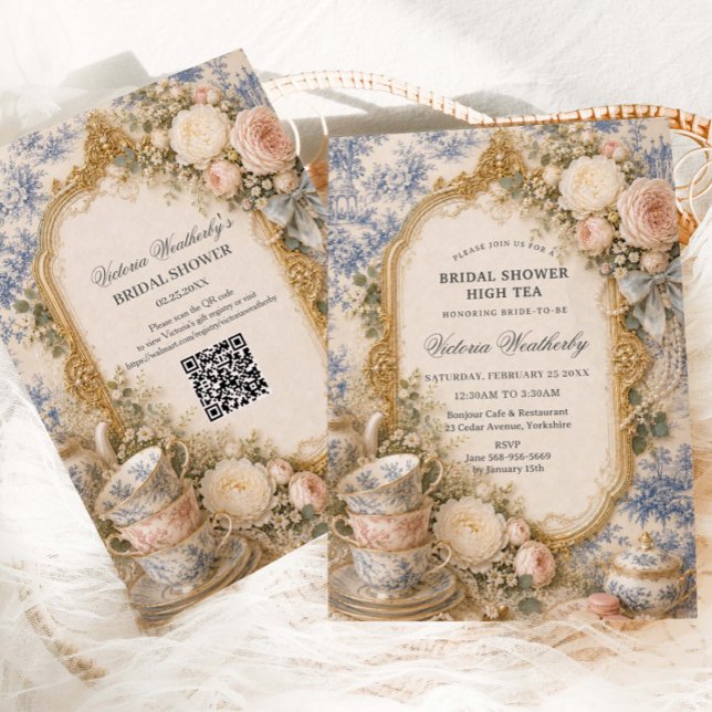 Regency Floral Tea Party Bröllopsdusch  Inbjudningar (Skapare uppladdad)