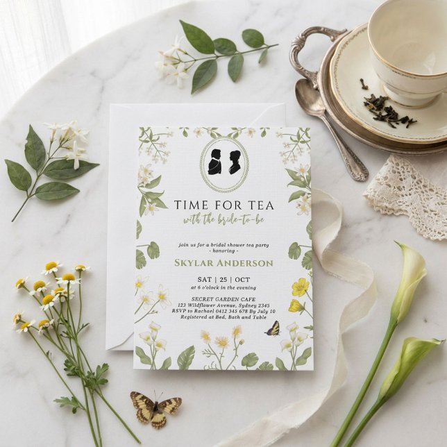 Regency floral teaparty bröllopsdusch  inbjudningar (Skapare uppladdad)