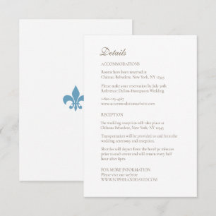 Regency franska Fleur de Lis bröllopsdetaljer Tilläggskort