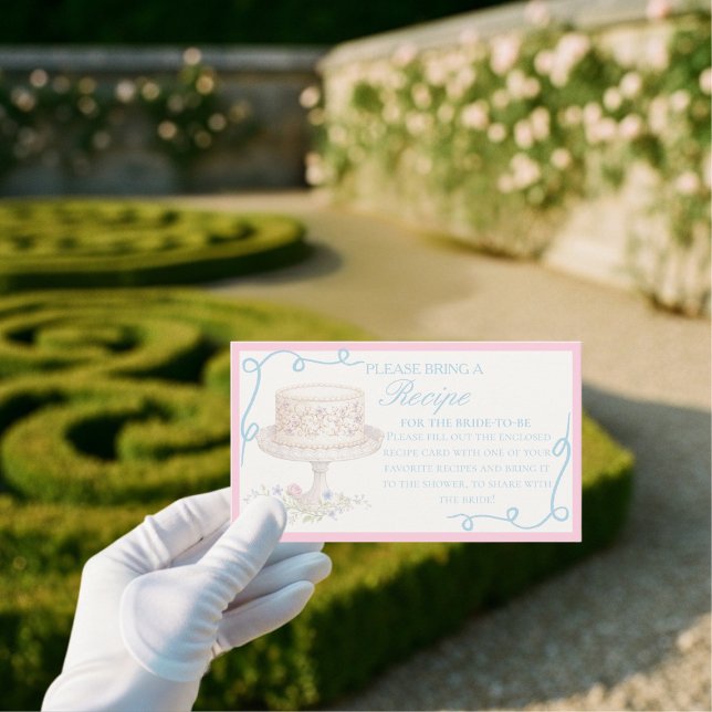 Regency Garden Party Begär Recept Bröllopsfest Tilläggskort (Regency Garden Party Request Recipe Bridal Shower Enclosure Card)