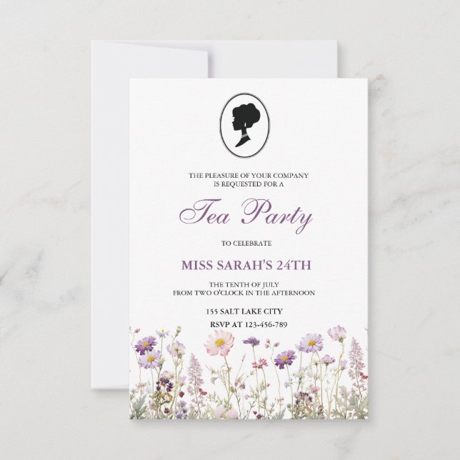 Regency Garden Party födelsedagsinbjudan Inbjudningar (Framsida)