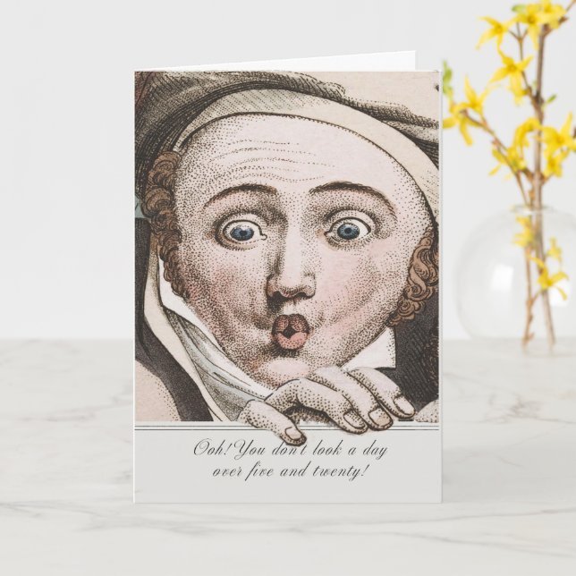 Regency Jane Austen Överraskande Ansikte Kort (Gul blomma)