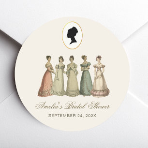 Regency Ladies Bridal Shower Vintage Silhuett Runt Klistermärke