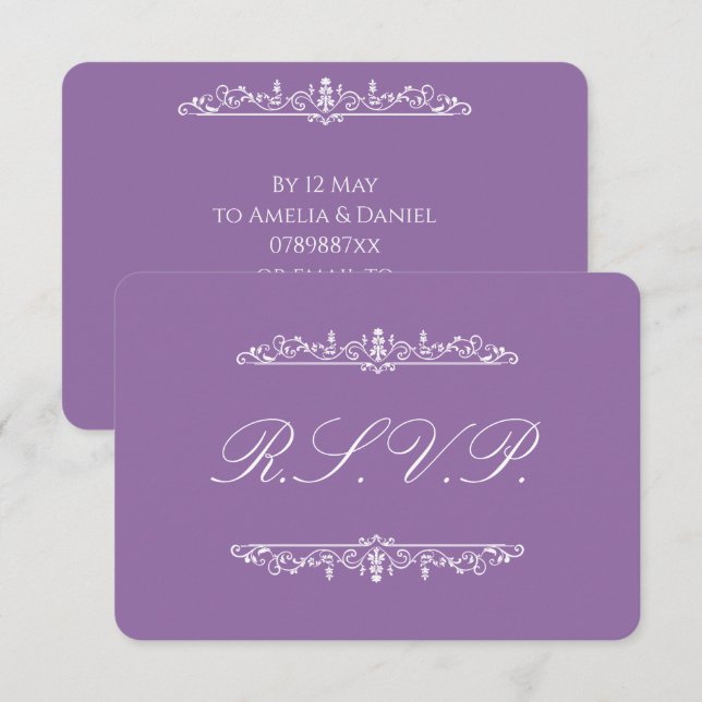 Regency Purple RSVP OSA Kort (Fram/baksida)