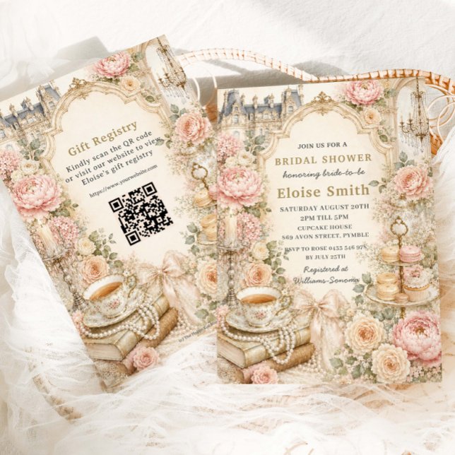 Regency Rosa Blommig Högtidsfest för Bröllopsdusch Inbjudningar (Skapare uppladdad)