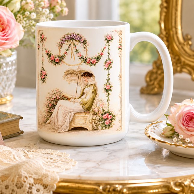 Regency Rose Garden Läsande dam Kaffemugg (Skapare uppladdad)