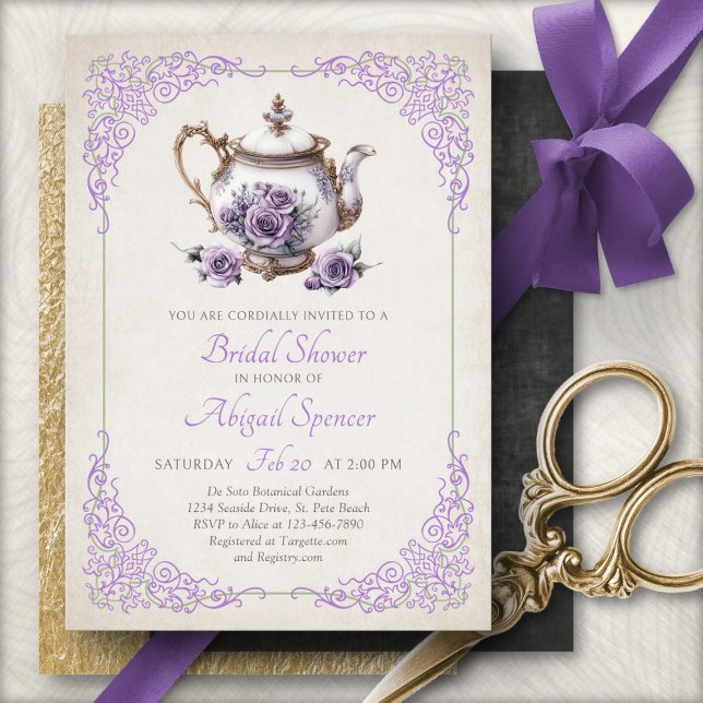 Regency Tea Party Bridal Shower Invitation Inbjudningar (Skapare uppladdad)