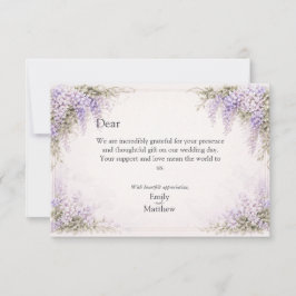 Regency Wisteria Wedding Thank You Card Tack Kort