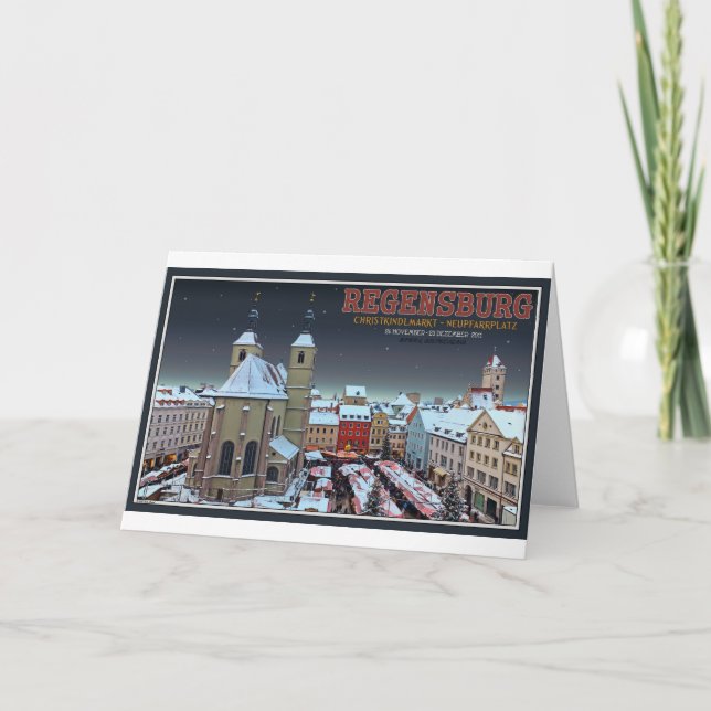 Regensburg Christkindlmarkt på Neupfarrplatz Helgkort (Framsida)