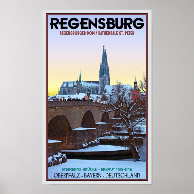 Regensburg - Dom und Steinerne Brücke Poster (Framsidan)