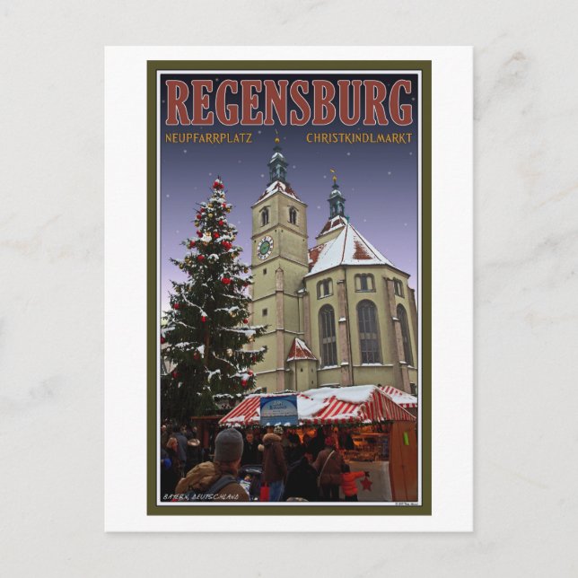 Regensburg Neupfarrplatz julmarknad Helg Vykort (Framsida)
