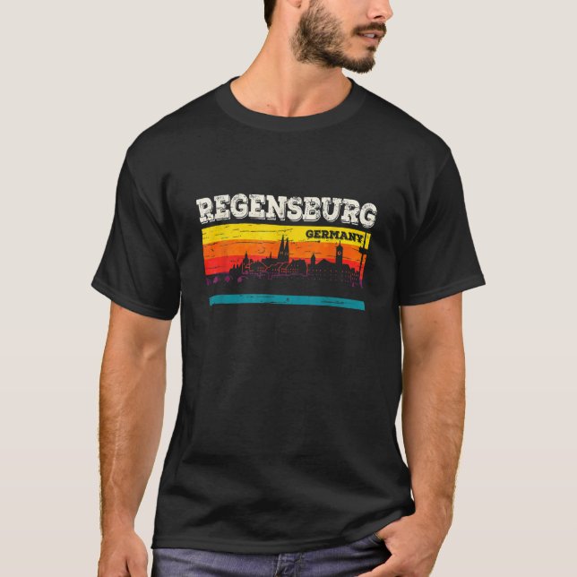 Regensburg Skyline Funny Regensburger Tyskland T S T Shirt (Framsida)