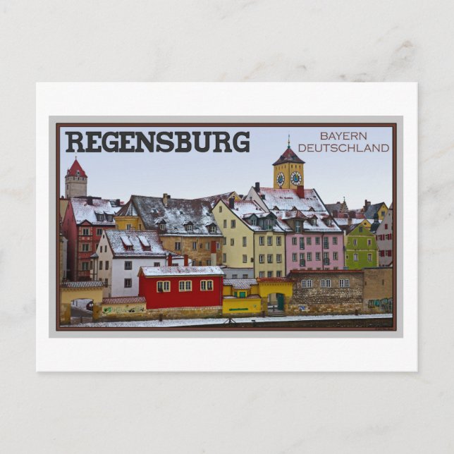 Regensburg - Vinter vid Donau Vykort (Framsida)