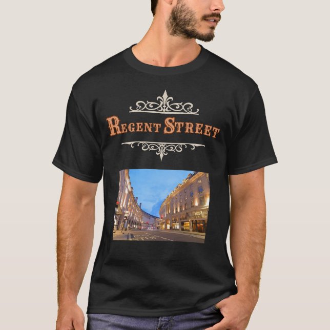 Regent Street Men's T-Shirt in Black  (Framsida)