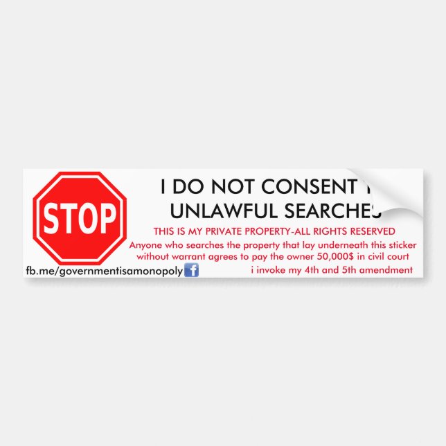 regeringen är en monopolsökande- och beslagsticke bildekal (Framsidan)