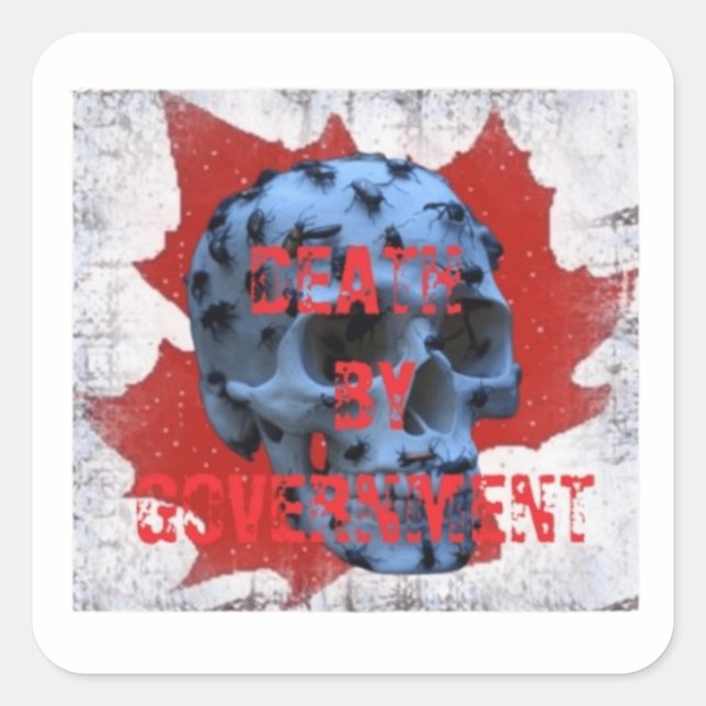 REGERINGENS DÖD FYRKANTIGT KLISTERMÄRKE (Framsida)