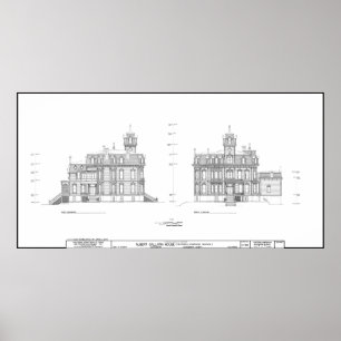 REGERINGENS MANSION AV CALIFORNIA BLUEPRINT POSTER