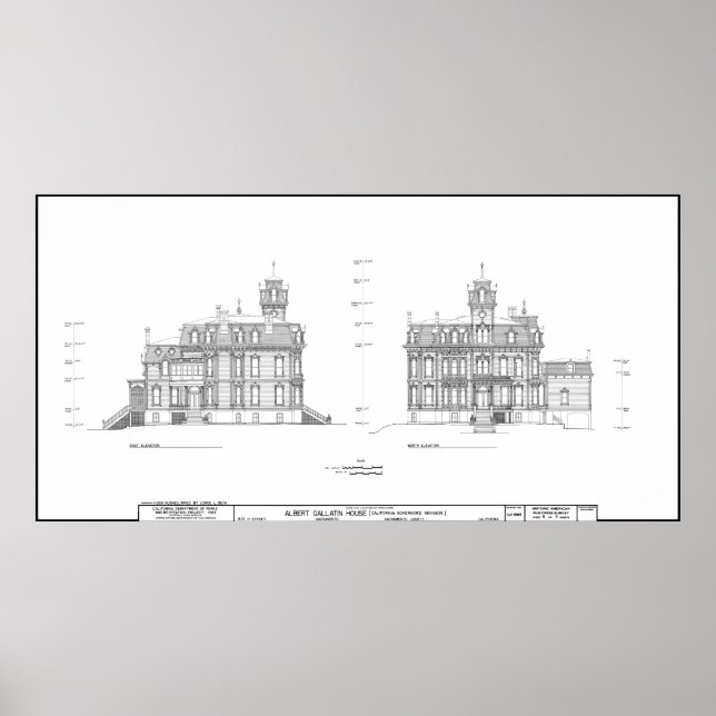 REGERINGENS MANSION AV CALIFORNIA BLUEPRINT POSTER (Framsidan)