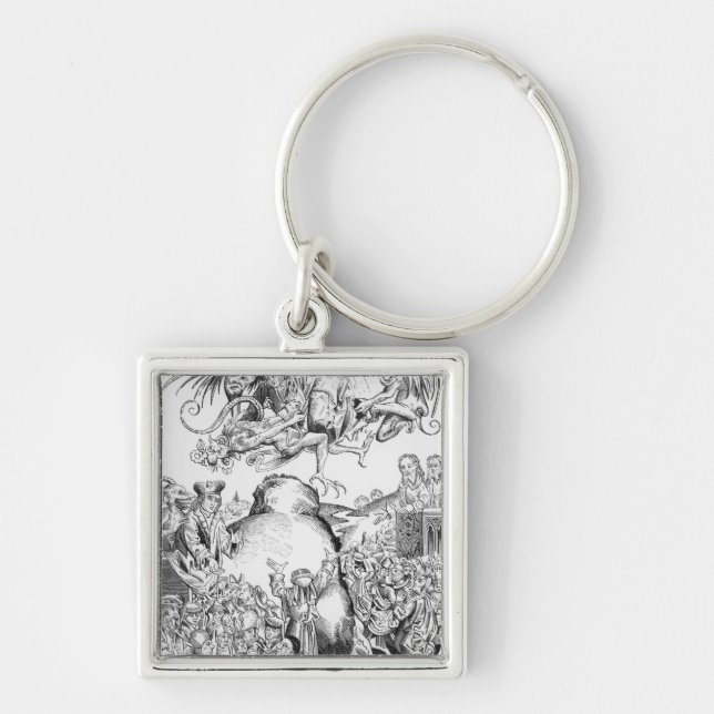Regeringstiden av antichristen fyrkantig silverfärgad nyckelring (Framsidan)