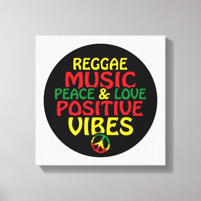 Reggadesign med positiva citattecken och reggae-fl canvastryck (Framsida)
