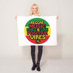 Reggadesign med positiva citattecken och reggae-fl fleecefilt