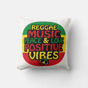 Reggadesign med positiva citattecken och reggae-fl kudde