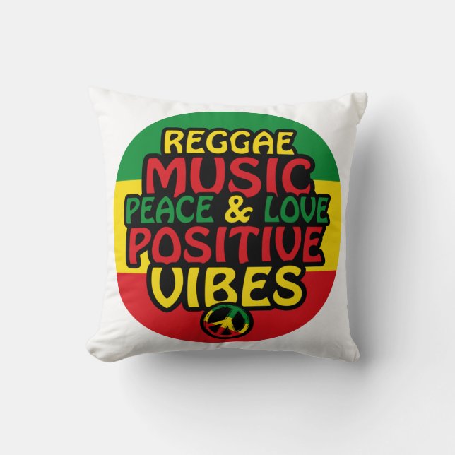 Reggadesign med positiva citattecken och reggae-fl kudde (Framsida)