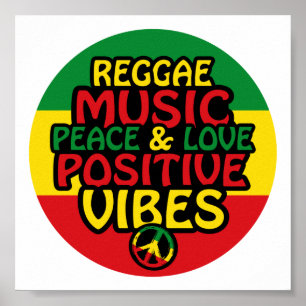 Reggadesign med positiva citattecken och reggae-fl poster