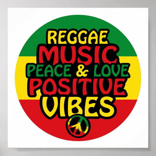 Reggadesign med positiva citattecken och reggae-fl poster (Framsidan)