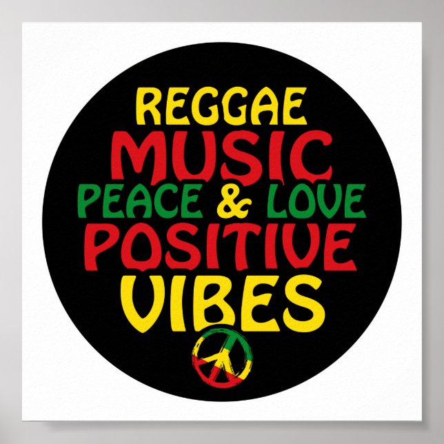 Reggadesign med positiva citattecken och reggae-fl poster (Framsidan)