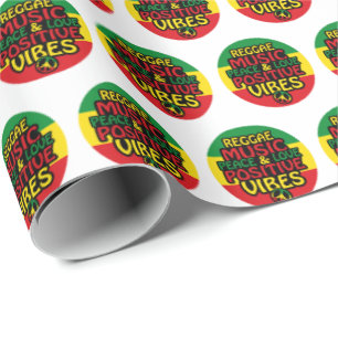 Reggadesign med positiva citattecken och reggae-fl presentpapper