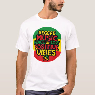 Reggadesign med positiva citattecken och reggae-fl t shirt