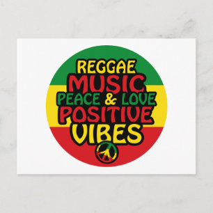Reggadesign med positiva citattecken och reggae-fl vykort