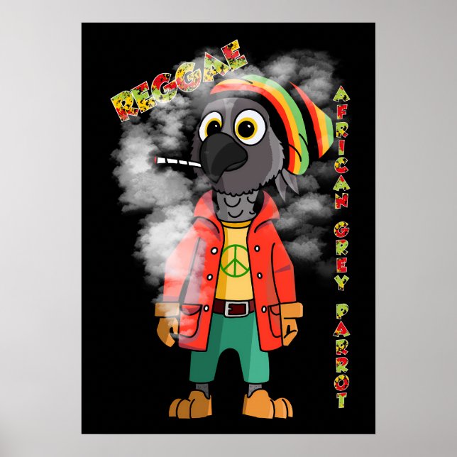 Reggae African Grått parrot Poster (Framsidan)