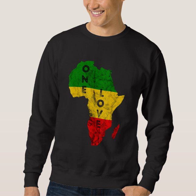Reggae Afrika Karta Rasta Regae Music Rastafari Af Lång Ärmad Tröja (Framsida)