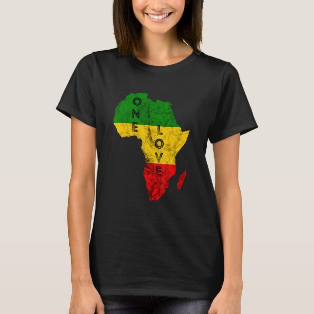 Reggae Afrika Karta Rasta Regae Music Rastafari Af T Shirt (Framsida)