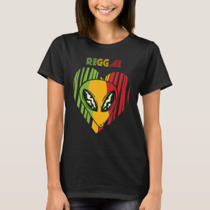 Reggae Alien Heart Rasta Jamaica Souvenir Rastafar T Shirt