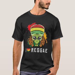 Reggae Alien Rastafari Dreadlocks Reggaeton Jamaic T Shirt