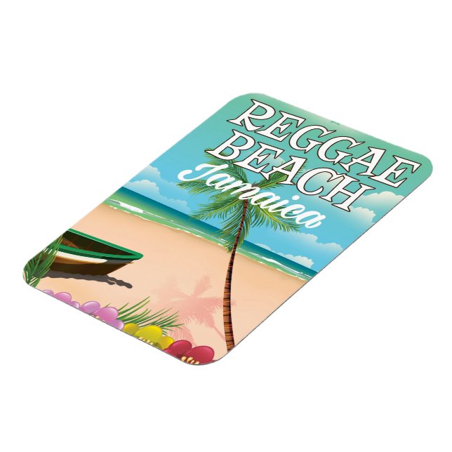 Reggae Beach Jamaica-reseaffisch Magnet (Vänstra Sidan)