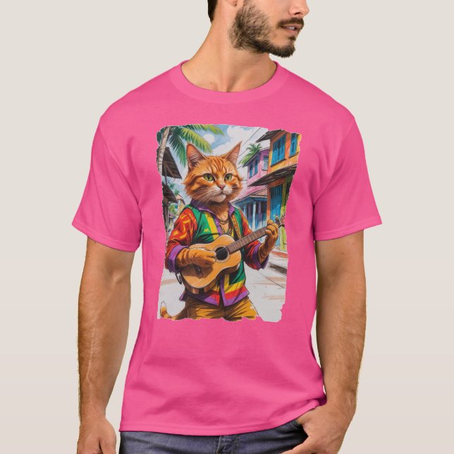 Reggae Cat i Jamaica! T Shirt (Framsida)