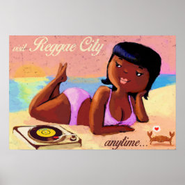 Reggae City Gal på stranden Poster