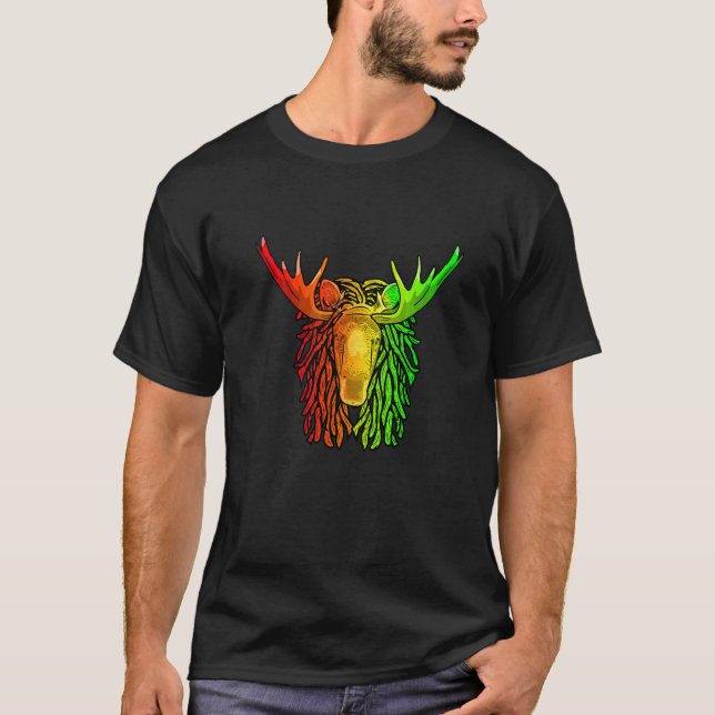Reggae Cool Älg Dreadlocks Rasta Dreads Rastafar T Shirt (Framsida)