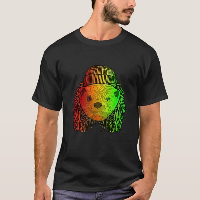 Reggae Coola Otter Dreadlocks Otter Rasta T Shirt (Framsida)