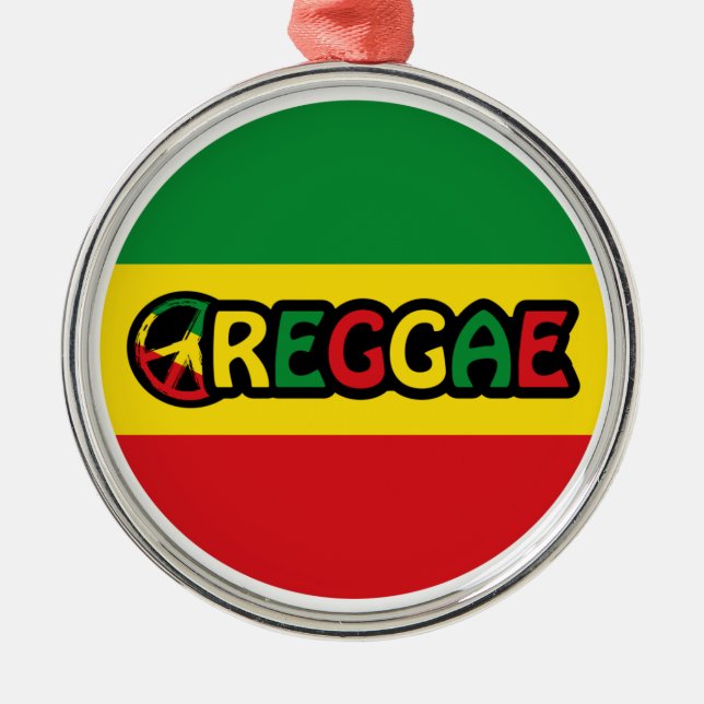 Reggae-design med reggae flagga färg julgransprydnad metall (Framsidan)