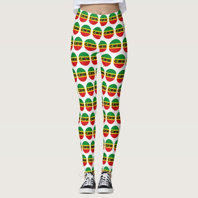 Reggae-design med reggae flagga färg leggings (Framsida)
